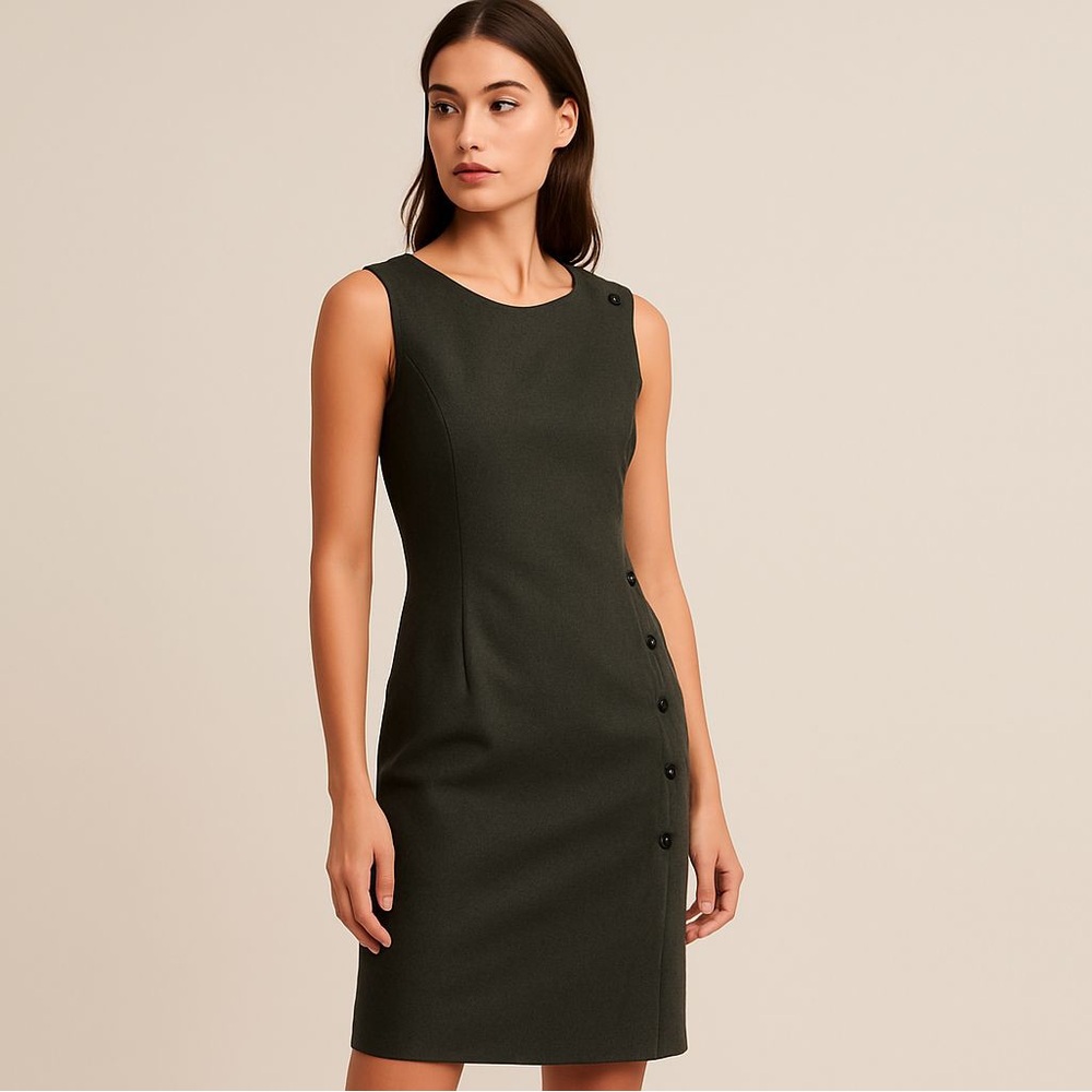 Banana Republic Green Sleeveless Button-Detail Sheath Dress - Size 2